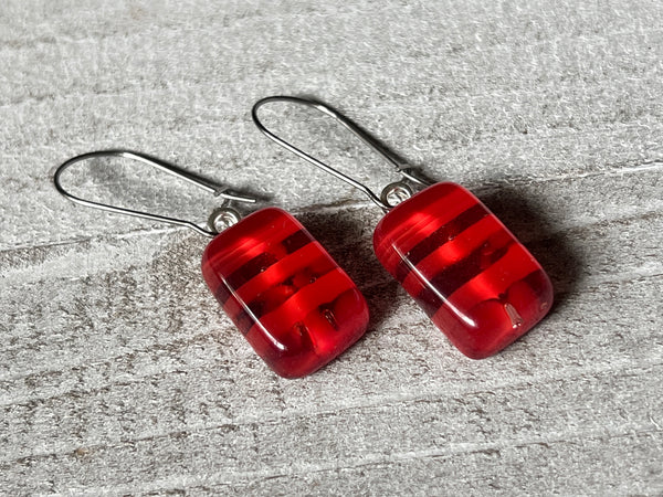 Fused Glass Earrings~I heart