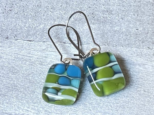 Fused Glass Earrings~Coral Garden