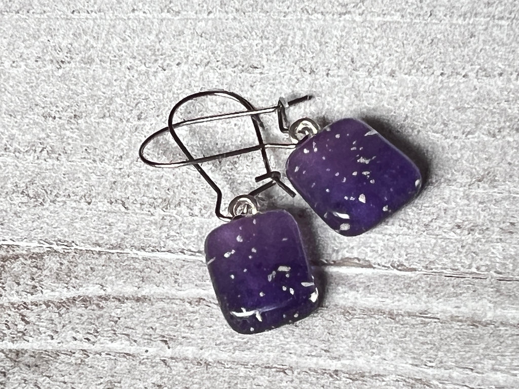 Simply Elegant Purple Glass Earrings