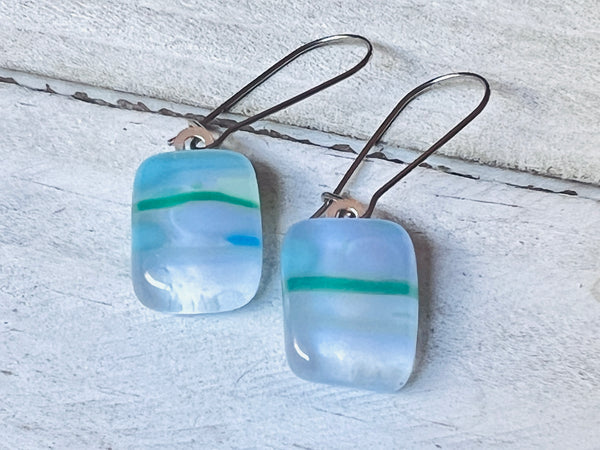 Fused Glass Earrings~Pretty as a Peacock