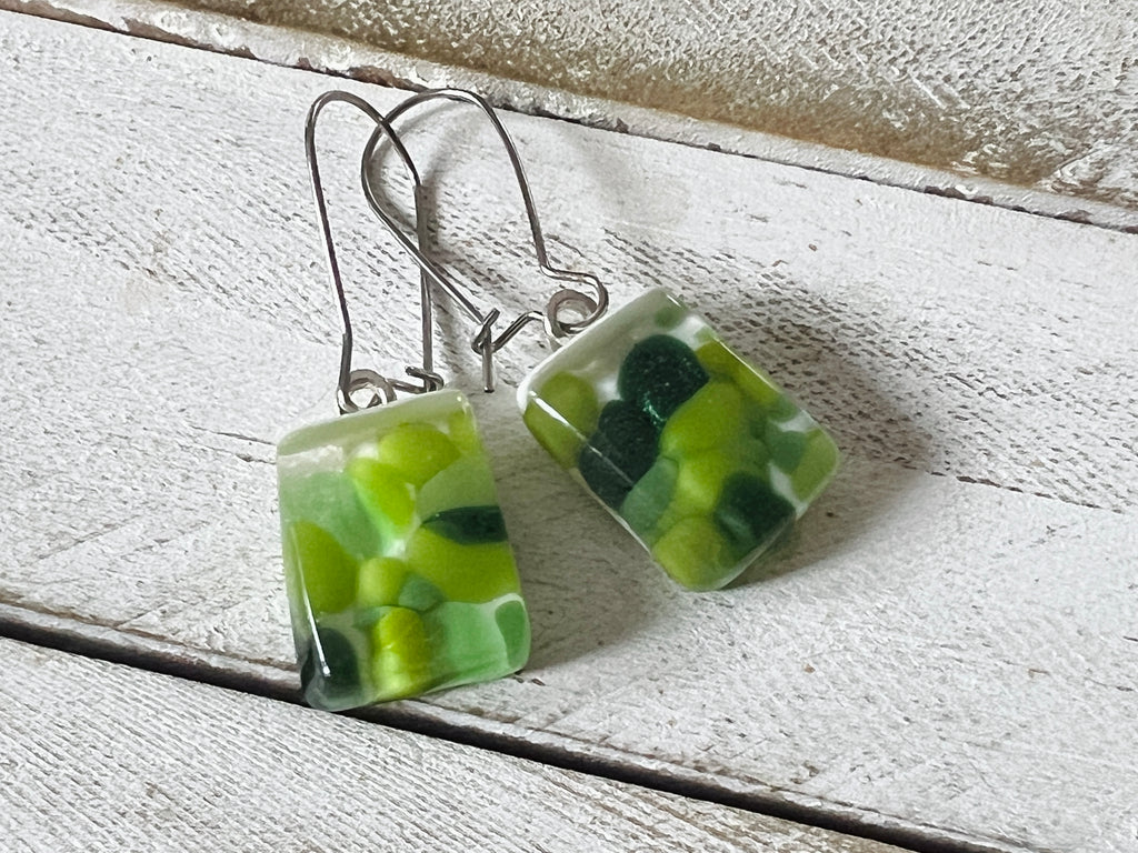 Fused Glass Earrings~Glam Camo