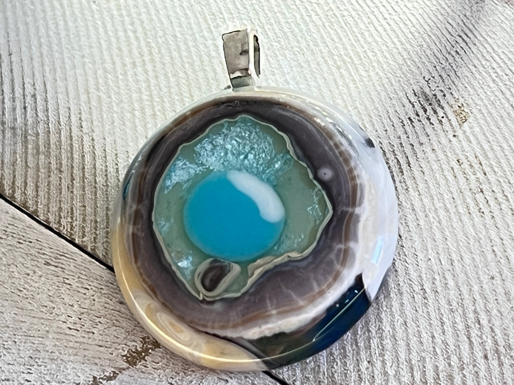 Fused Glass Pendant, In The Flow