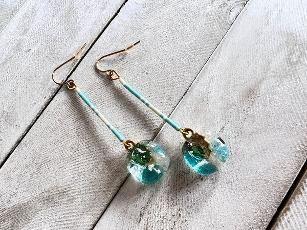 Hand strung beads with Fused Glass drops