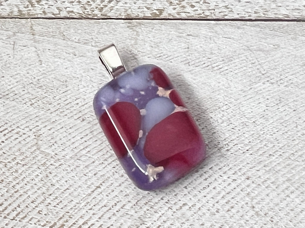 Fused Glass Mini Pendant~Purple Raspberry.