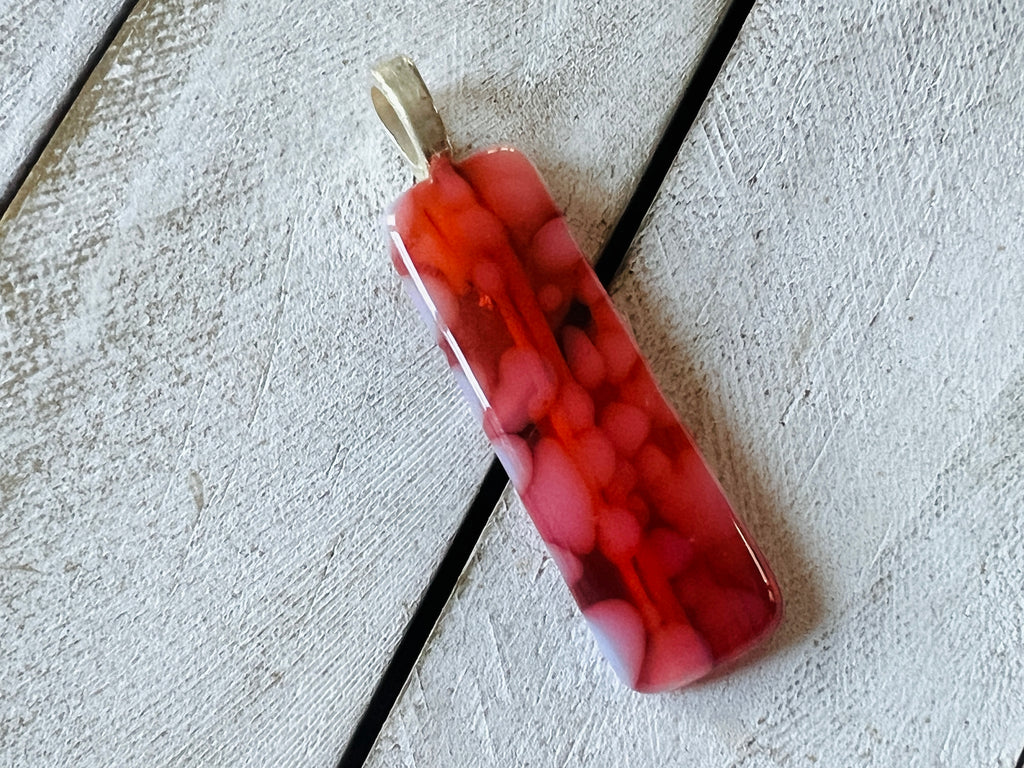 Fused Glass Pendant~Peach to Pink