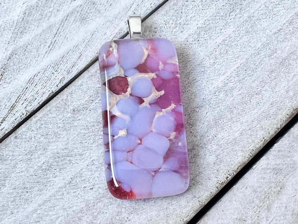 Fused Glass Pendant~Pink and Purple