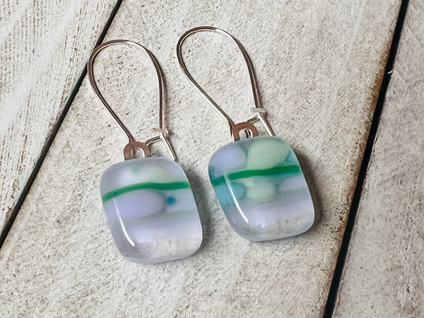 Fused Glass Earrings~Pretty as a Peacock