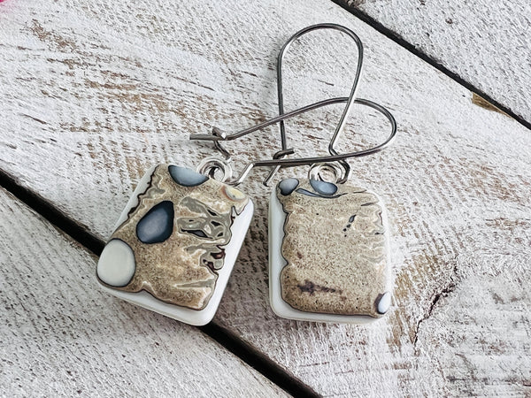 Fused Glass earrings~Oyster Collection