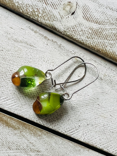 Fused Glass Earrings~Christmas Tree