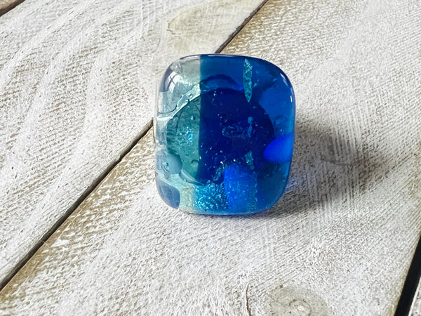 Fused Glass Adjustable Ring~Barrier Reef