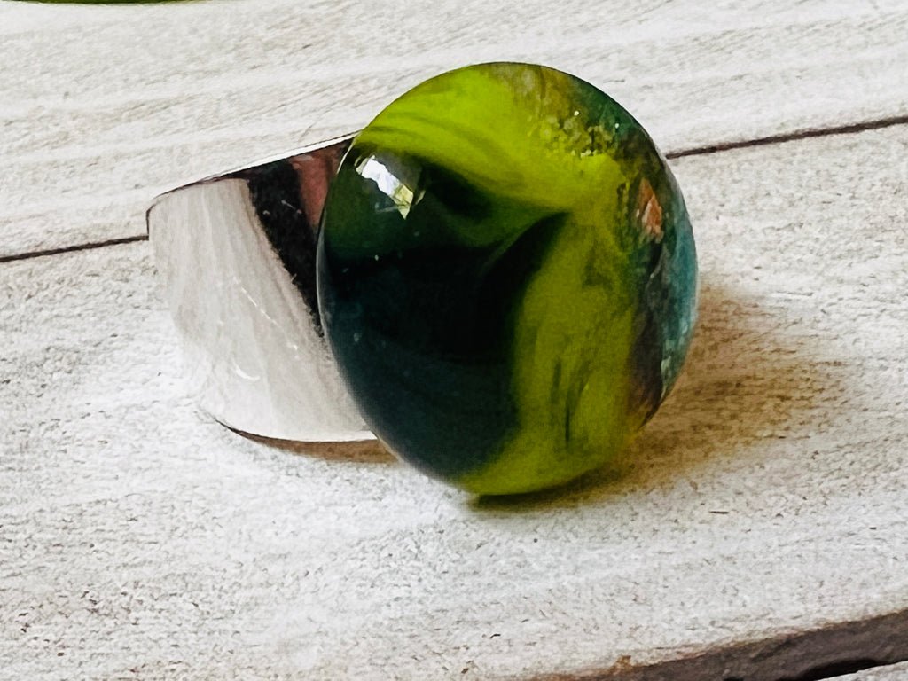 LOVE GB~Adjustable Fused Glass Rings