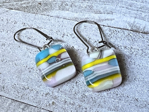 Fused Glass Earrings~Electric Lemonade