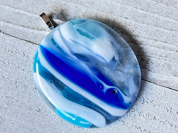 Fused Glass Pendant, In The Flow