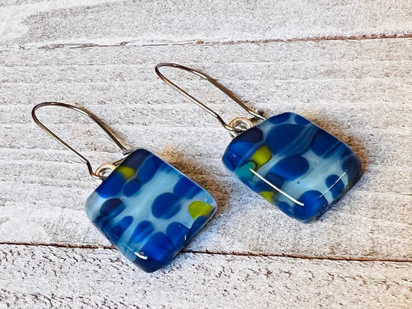 Fused Glass Earrings~Dive The Blue Hole