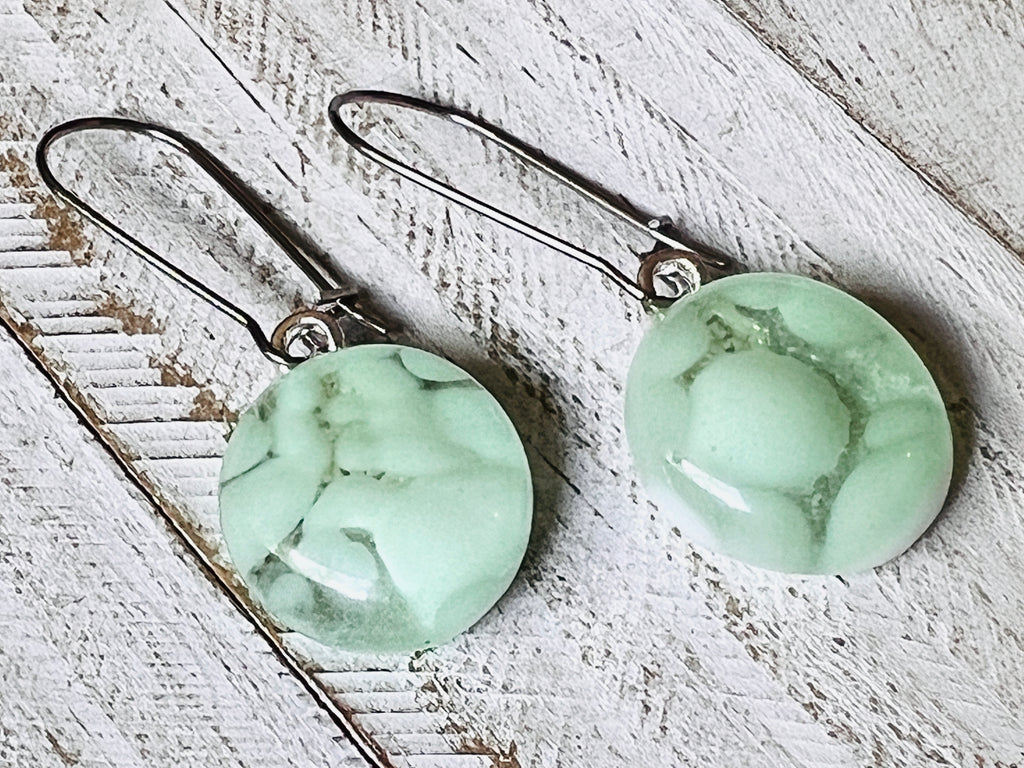 Fused Glass Earrings~Seafoam