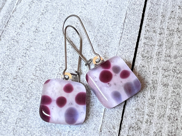 Fused Glass Earrings~Purple