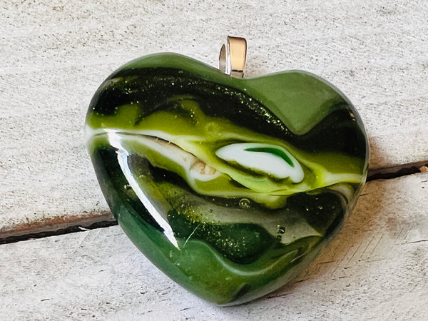 LOVE GB~Thick Fused Glass Pendant