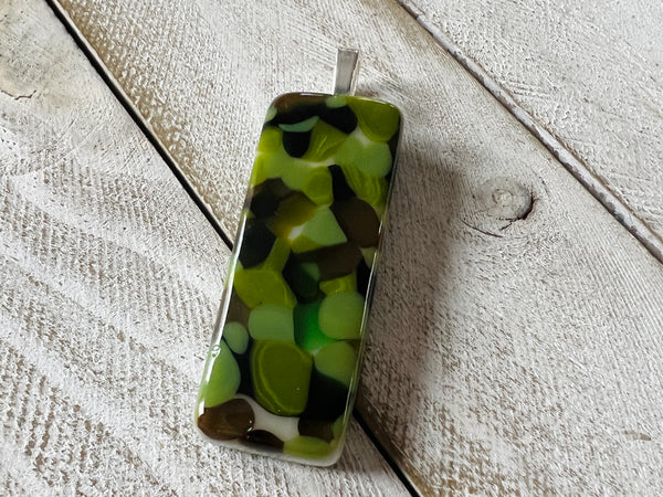Fused Glass Pendant~Glam Camo