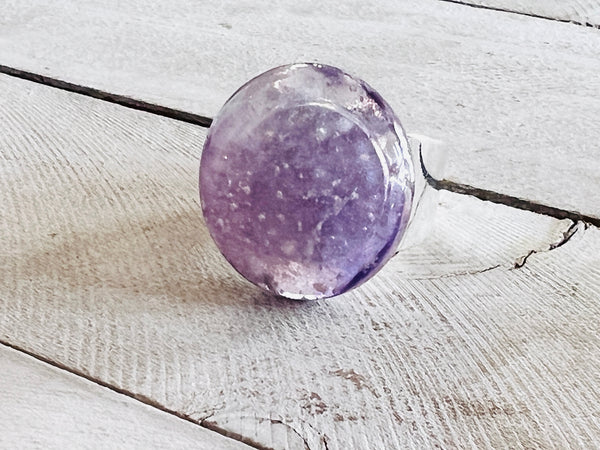 Purple Glass Adjustable Ring