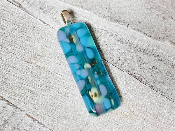 Fused Glass Pendant~ Pretty as a Peacock 🦚