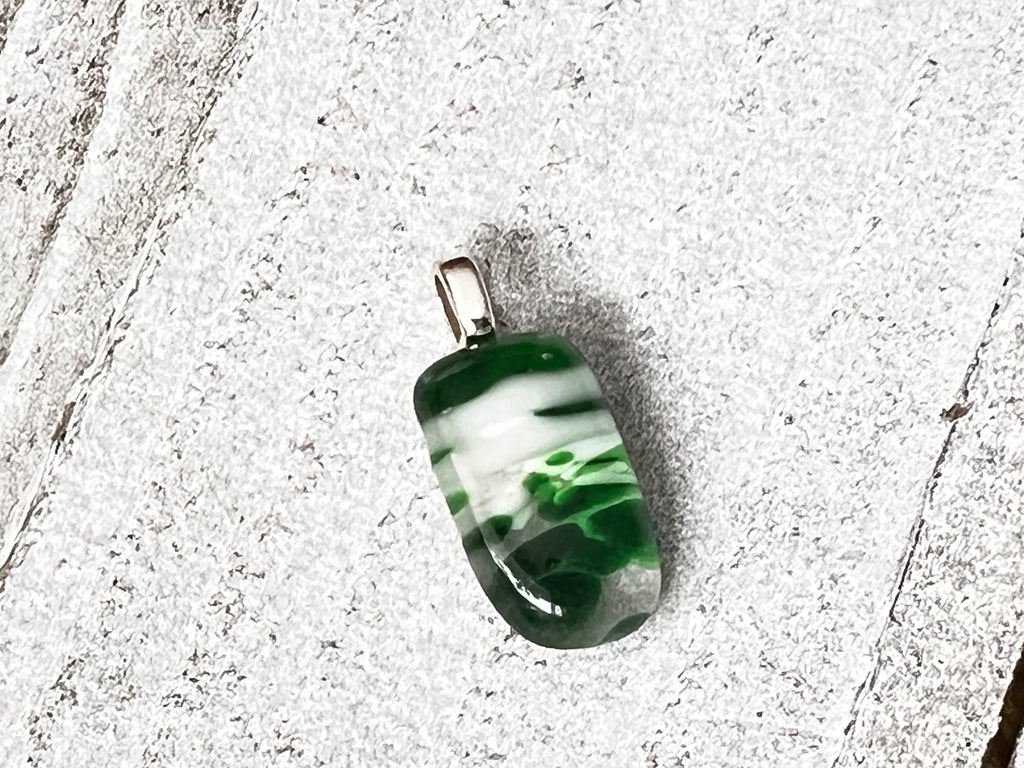 Fused Glass Mini Pendant ~ Kelly Green