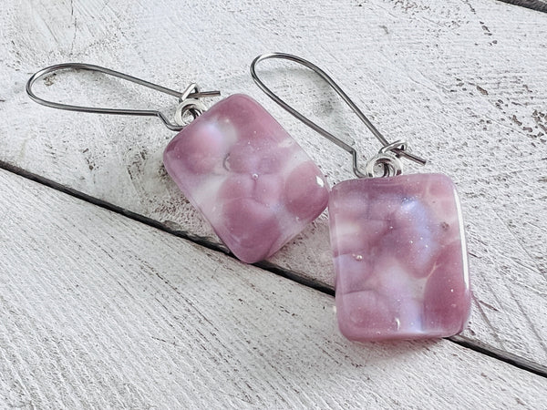 Fused Glass Earrings~Dusty Purple