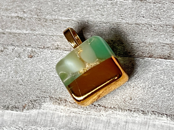 Hand Painted 18k gold fused mini pendant~