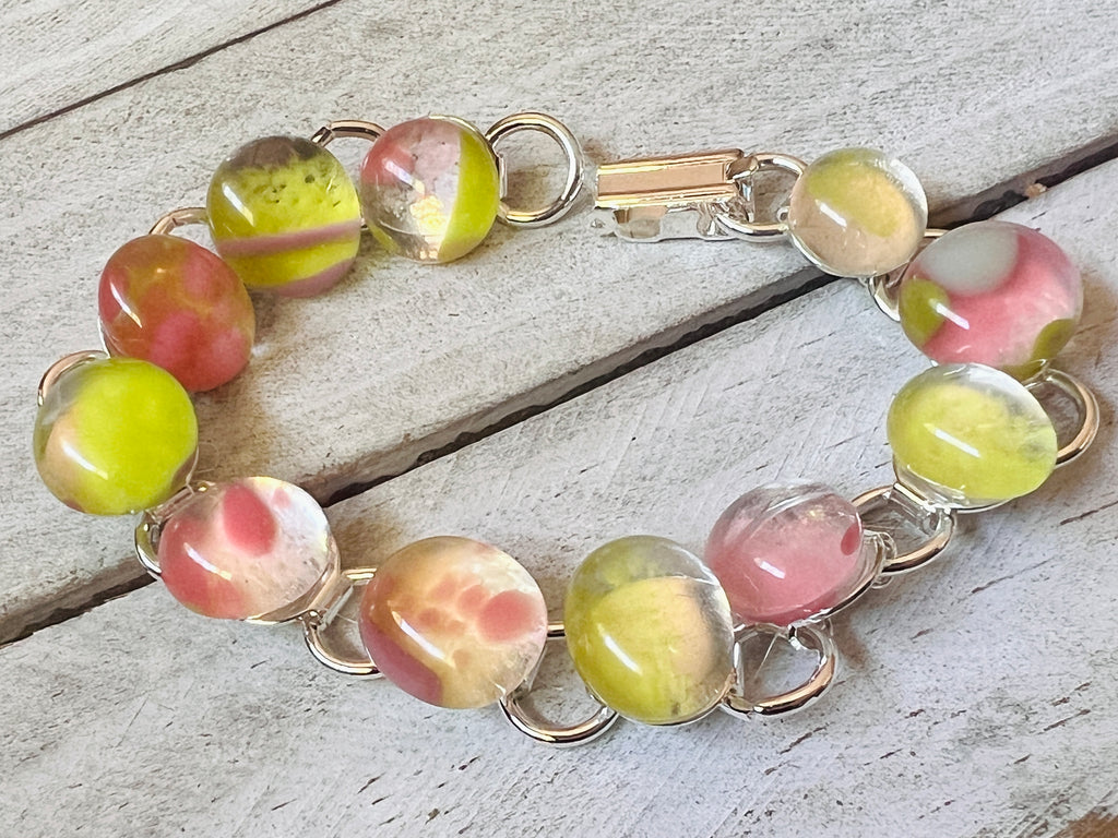 Fused Glass Bracelet~Watermelon