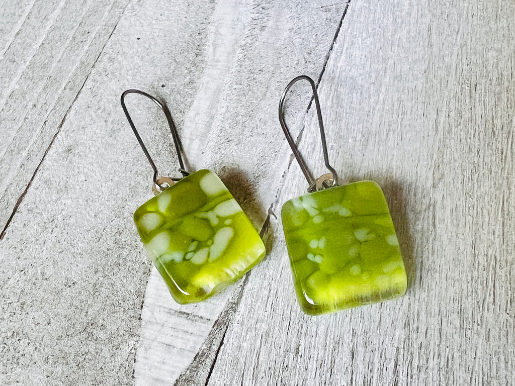 Fused Glass Earrings~ Glam Cam