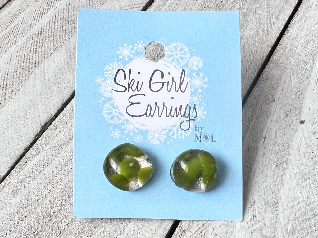 Fused Glass Stud Earrings~Walk Through The Woods