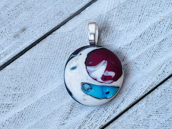 Fused Glass Pendant~ Chocolate Cherry