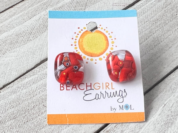 Fused Glass Stud Earrings~Cinque Terre