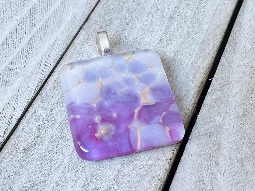 Fused Glas Pendant~Pink and Purple