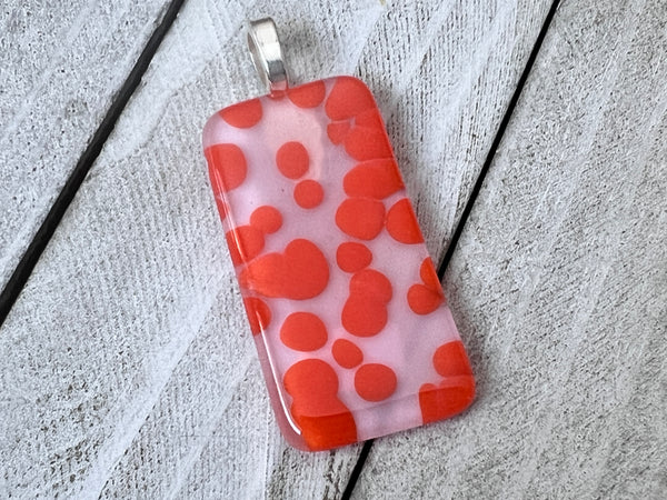 Fused Glass Pendants, Pale Pink & Tangerine