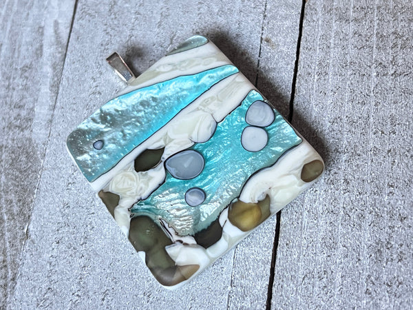 Fused Glass Pendant~Bahama Dreaming