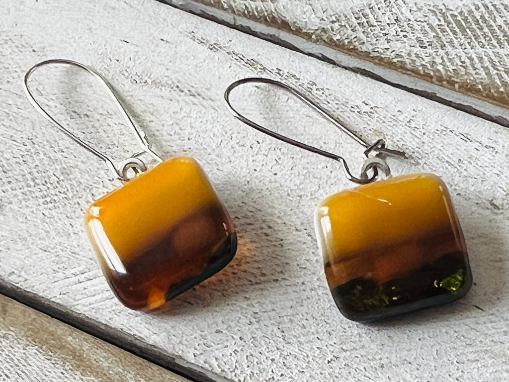 Fused Glass Earrings~Earthy Luxurious