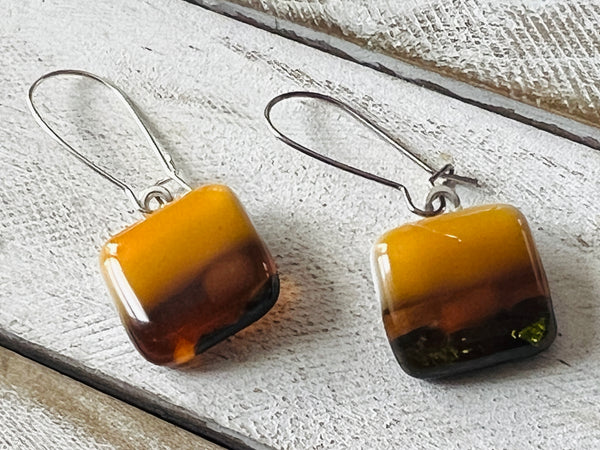 Fused Glass Earrings~Earthy Luxurious