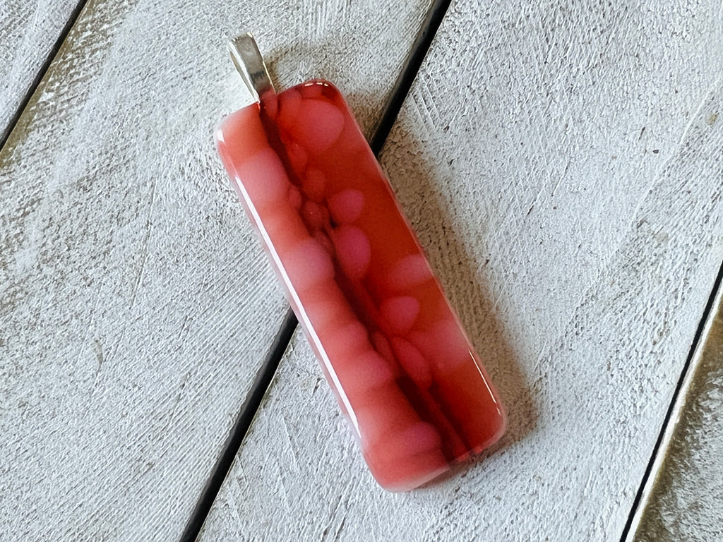 Fused Glass Pendant~Peach to Pink