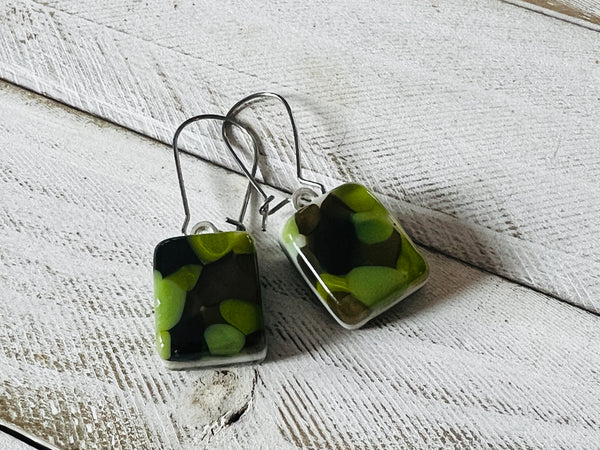 Fused Glass Earrings~Glam Camo