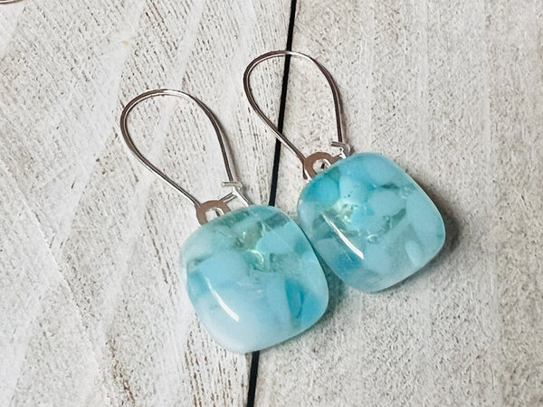 Fused Glass Earrings~ Light Blue  ~