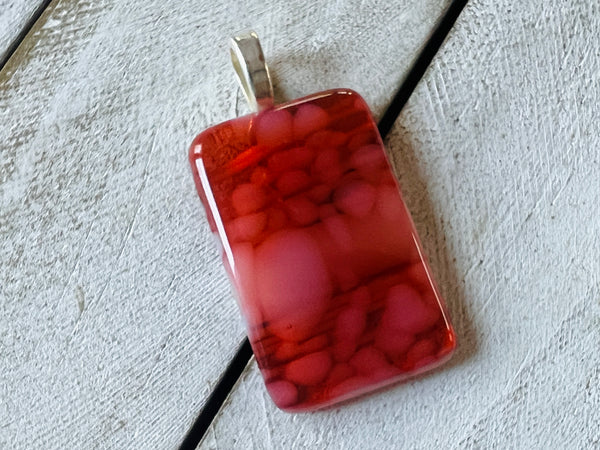 Fused Glass Pendant~Peach to Pink