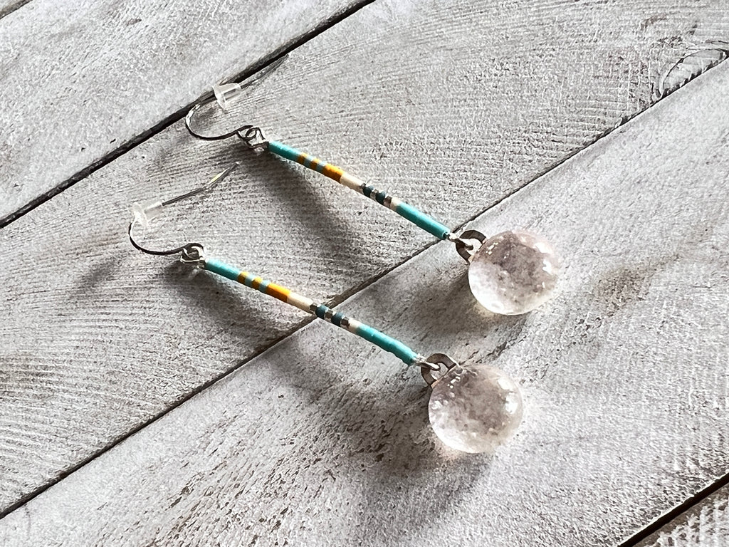 Hand strung beads with Fused Glass drops