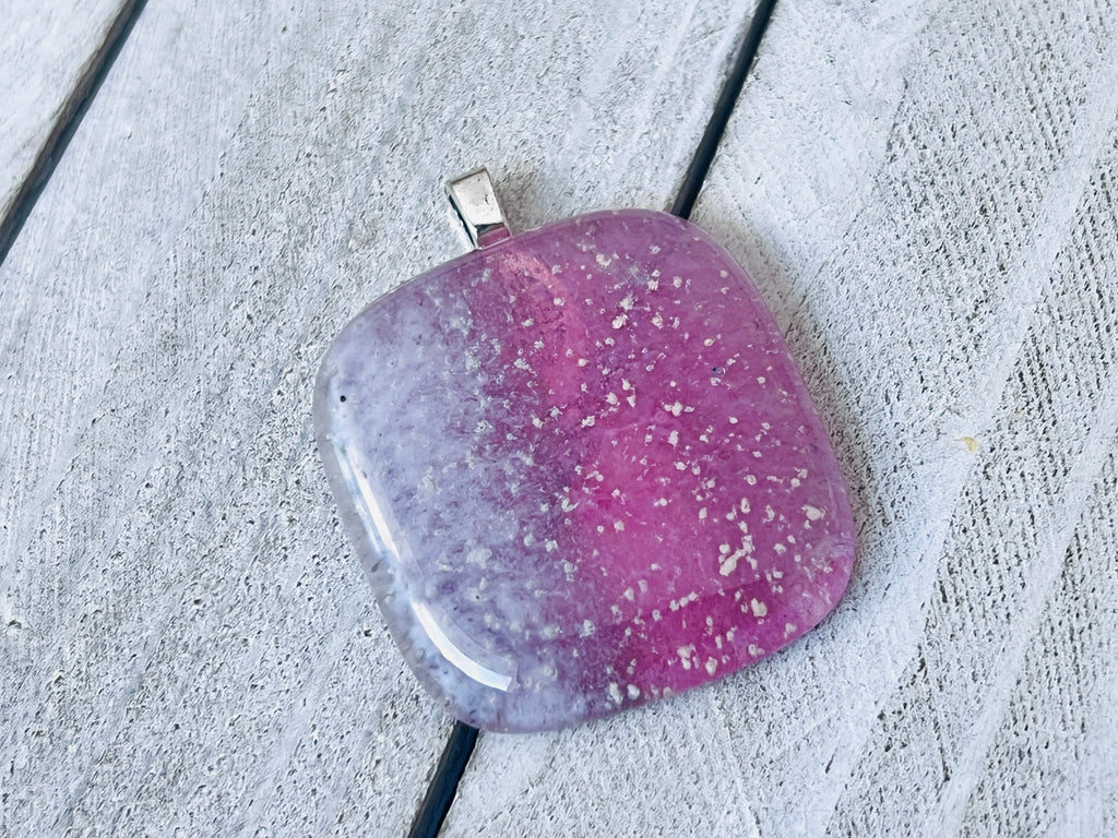 Fused Glass Pendant~Pink and Purple