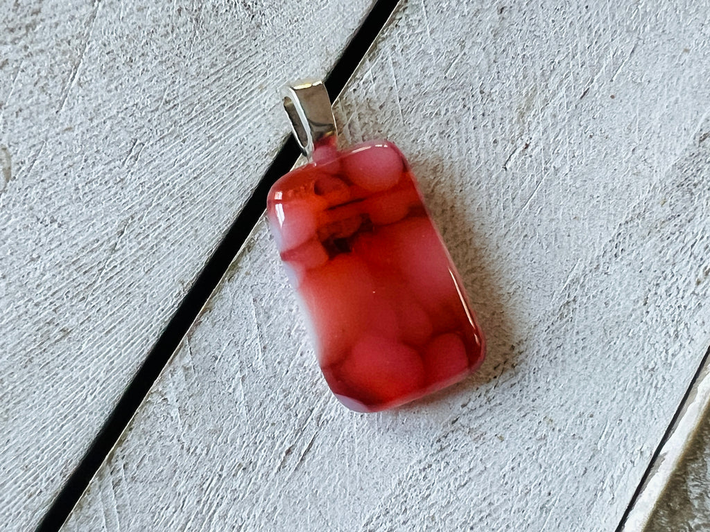 Fused Glass Pendant~Peach to Pink