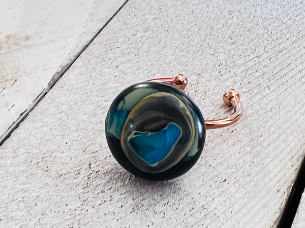 Fused Glass Stackable Ring~Pacific Coast Highway