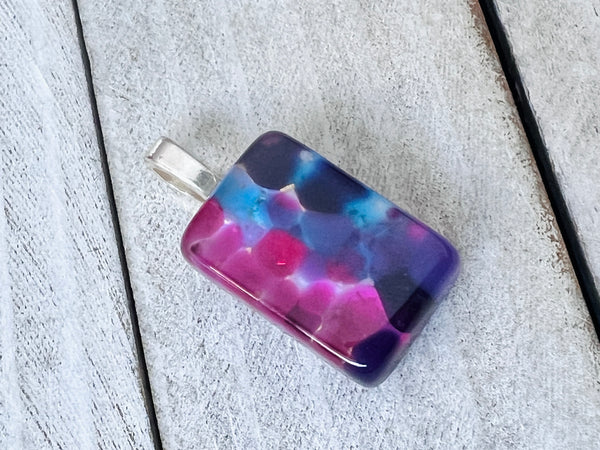 Fused Glass Pendant~Pink and Purple