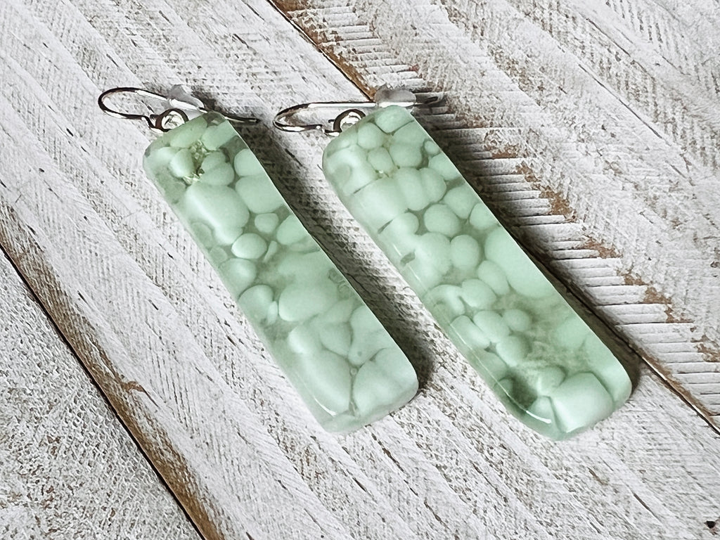 Fused Glass Earrings~Seafoam