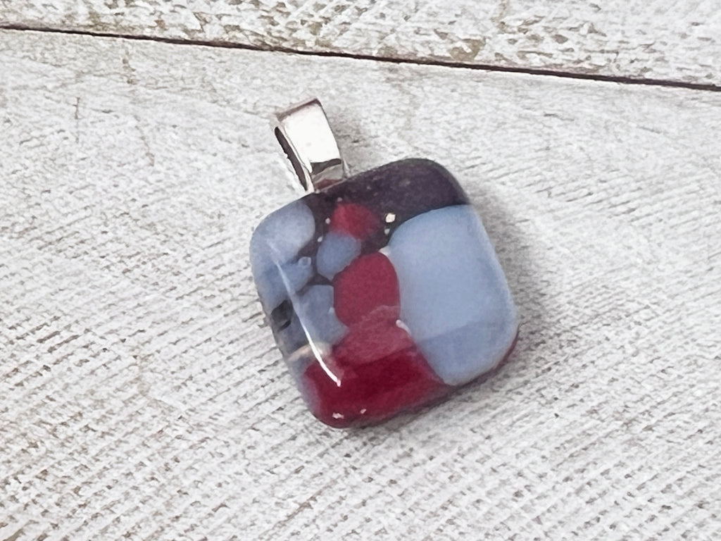 Fused Glass Mini Pendant~Purple Raspberry.