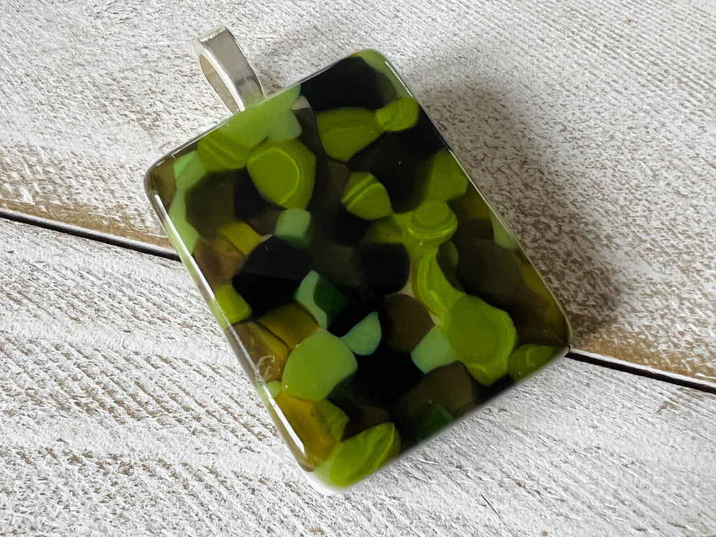 Fused Glass Pendant~Glam Camo