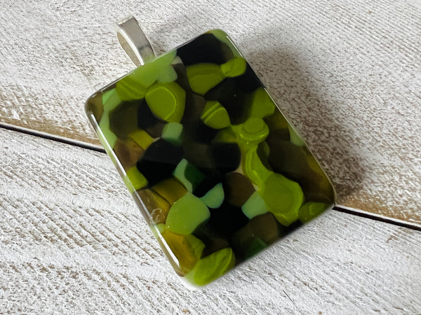 Fused Glass Pendant~Glam Camo